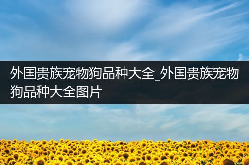 外国贵族宠物狗品种大全_外国贵族宠物狗品种大全图片