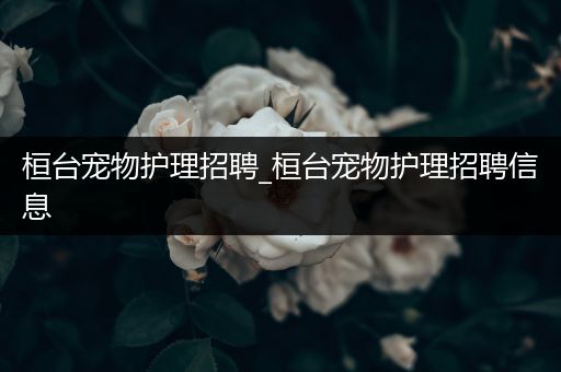 桓台宠物护理招聘_桓台宠物护理招聘信息