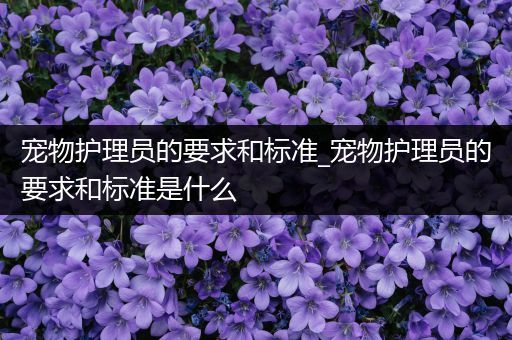 宠物护理员的要求和标准_宠物护理员的要求和标准是什么